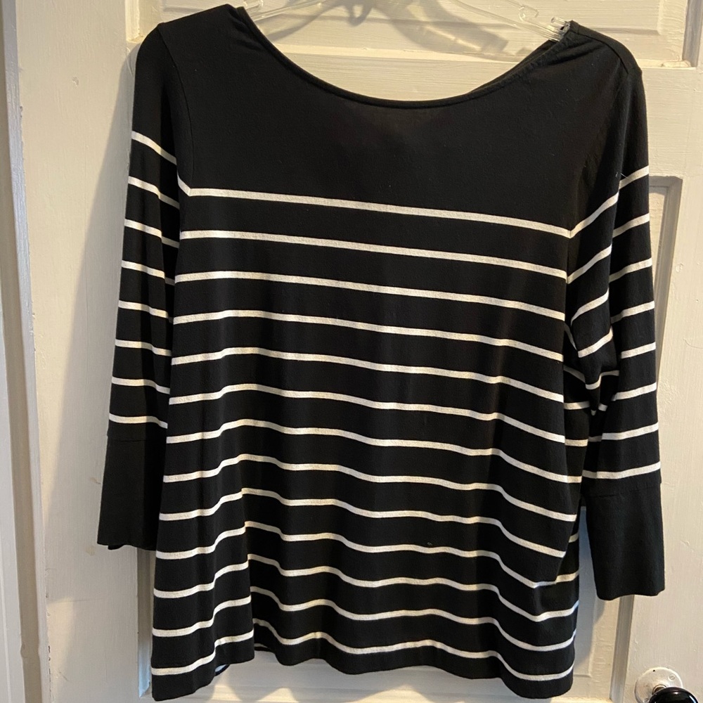J Jill Black & White Stripe Knit Top - XL- 1X